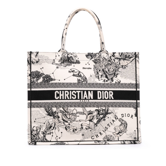 Pre-Loved Dior Large Canvas Embroidered Zodiac Toile De Jouy Book Tote - Picture 1 of 11